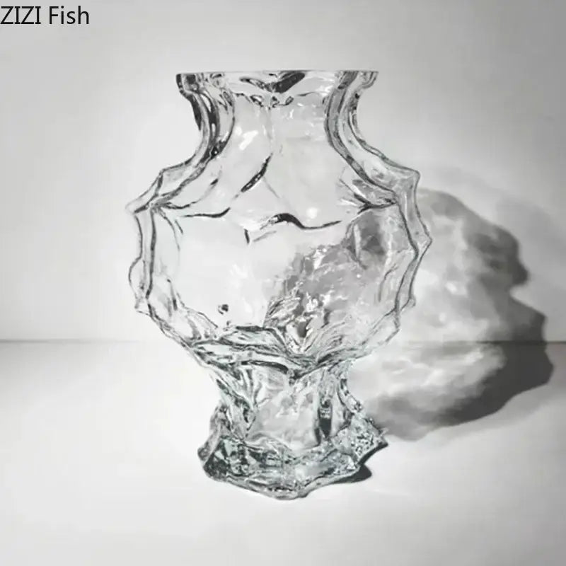 Aesthetic amber irregular glass vase bedroom flower pot