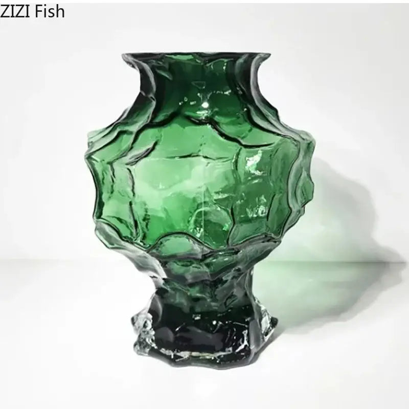 Aesthetic amber irregular glass vase bedroom flower pot