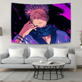 Aesthetic purple & black jujutsu kaisen anime tapestry bedroom wall art