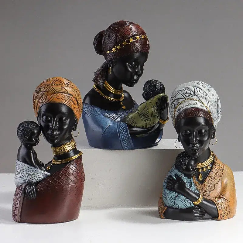 African mother child abstract statue living room ethnic resin decor