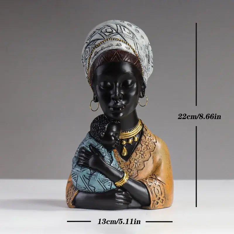 African mother child abstract statue living room ethnic resin decor