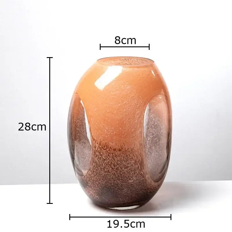 Amber & brown dual color glass vase living room hydroponic decor