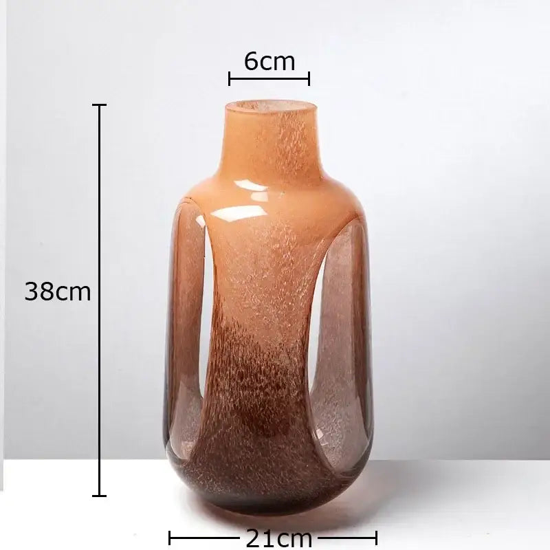 Amber & brown dual color glass vase living room hydroponic decor