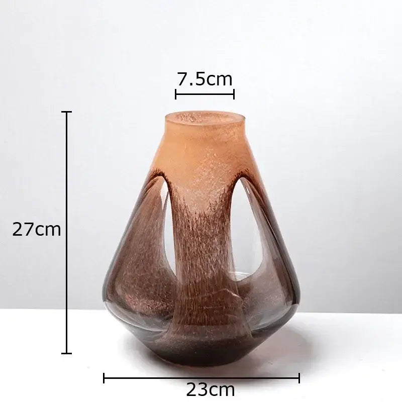 Amber & brown dual color glass vase living room hydroponic decor