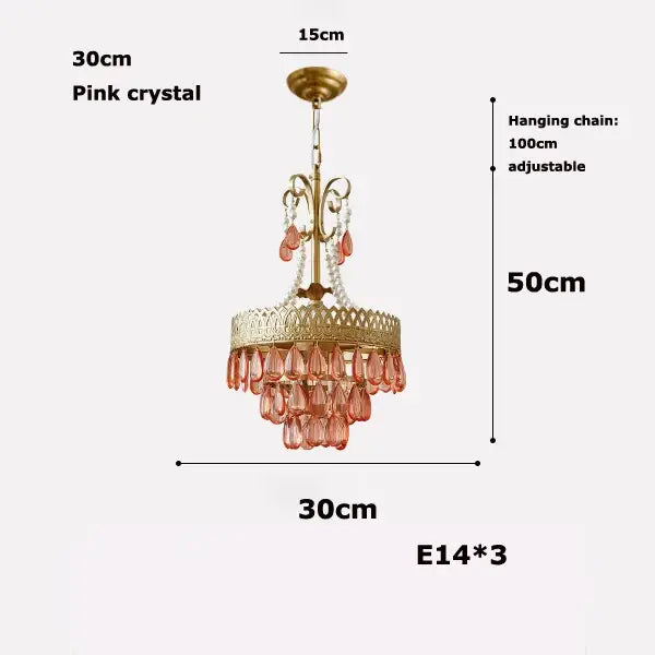 Amber crystal water drop chandelier dining room gold pendant light