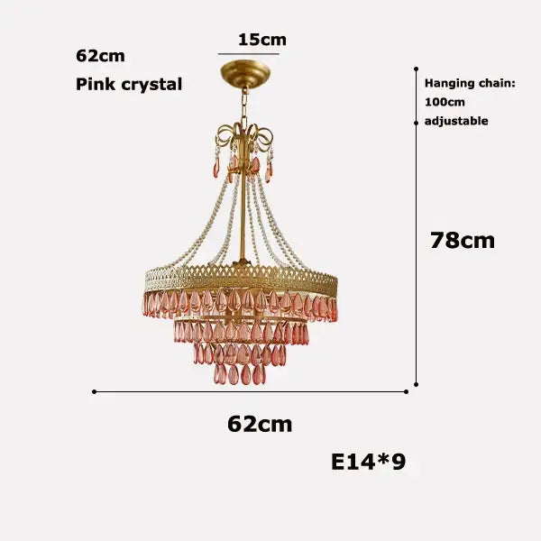 Amber crystal water drop chandelier dining room gold pendant light