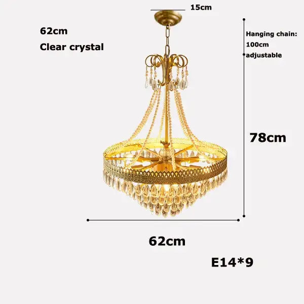 Amber crystal water drop chandelier dining room gold pendant light