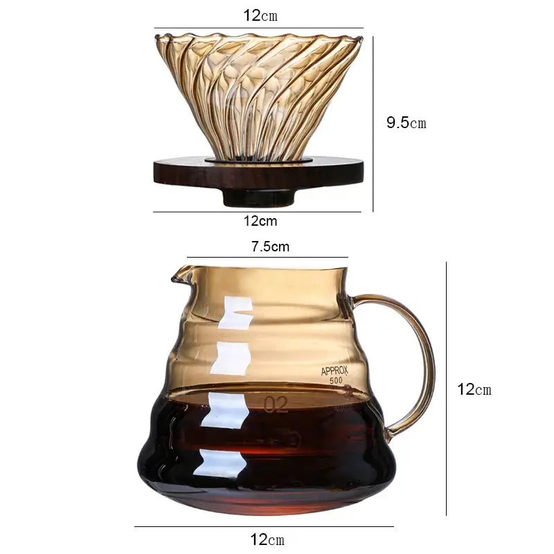 Amber fluted glass percolator coffee pot kitchen reusable filter