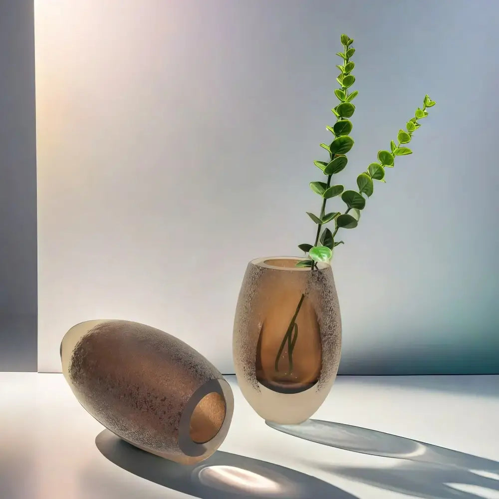 Amber frosted glass vase set living room floral terrarium jar
