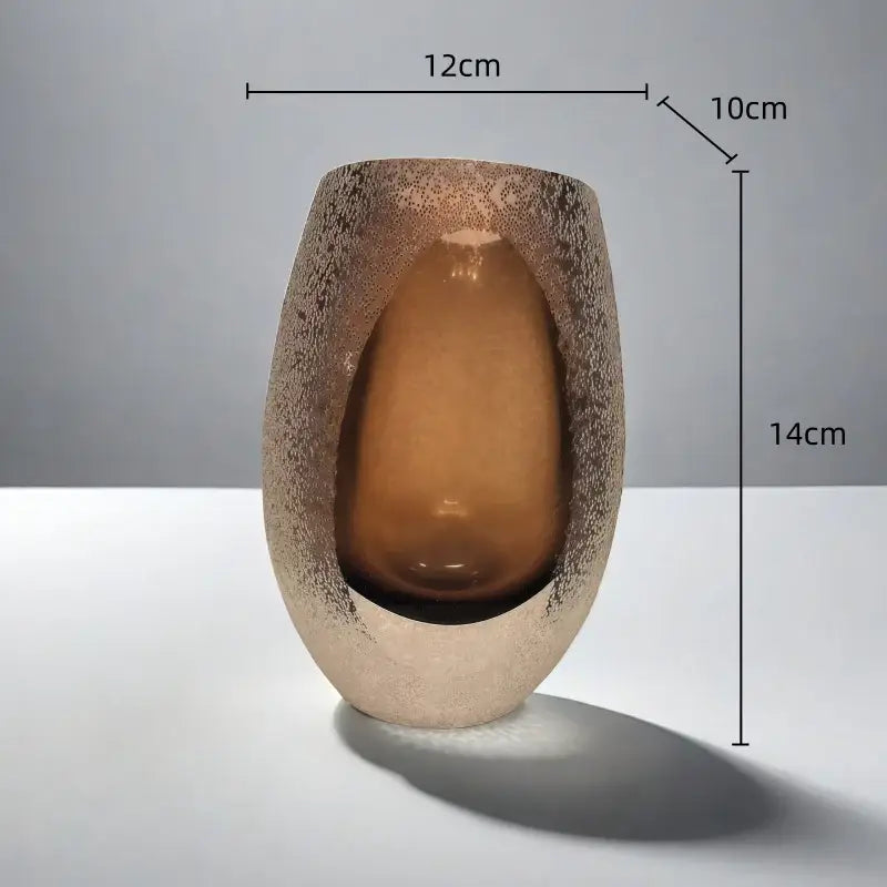 Amber frosted glass vase set living room floral terrarium jar