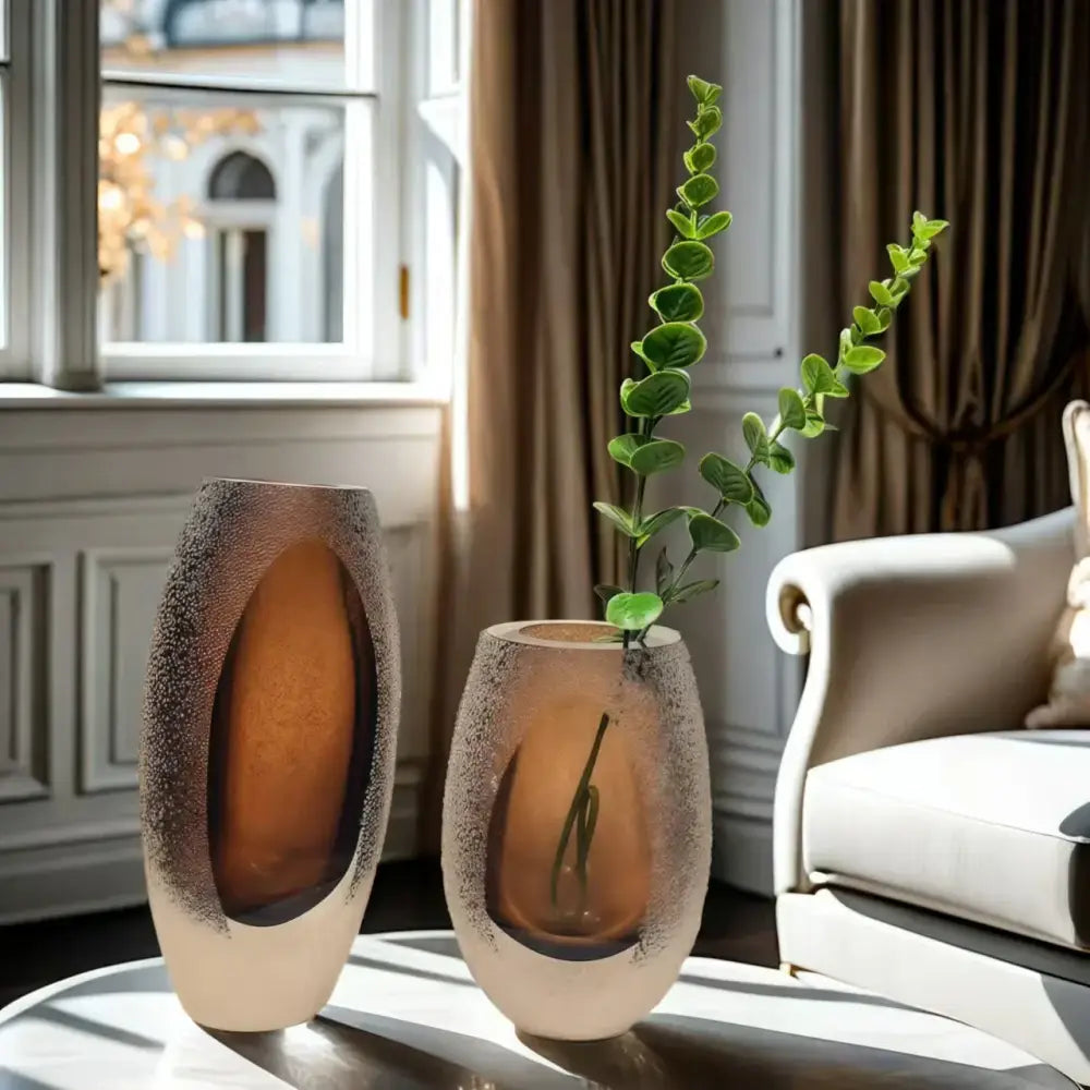 Amber frosted glass vase set living room floral terrarium jar