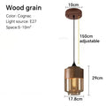 Amber glass and natural wood pendant light fixture for dining room
