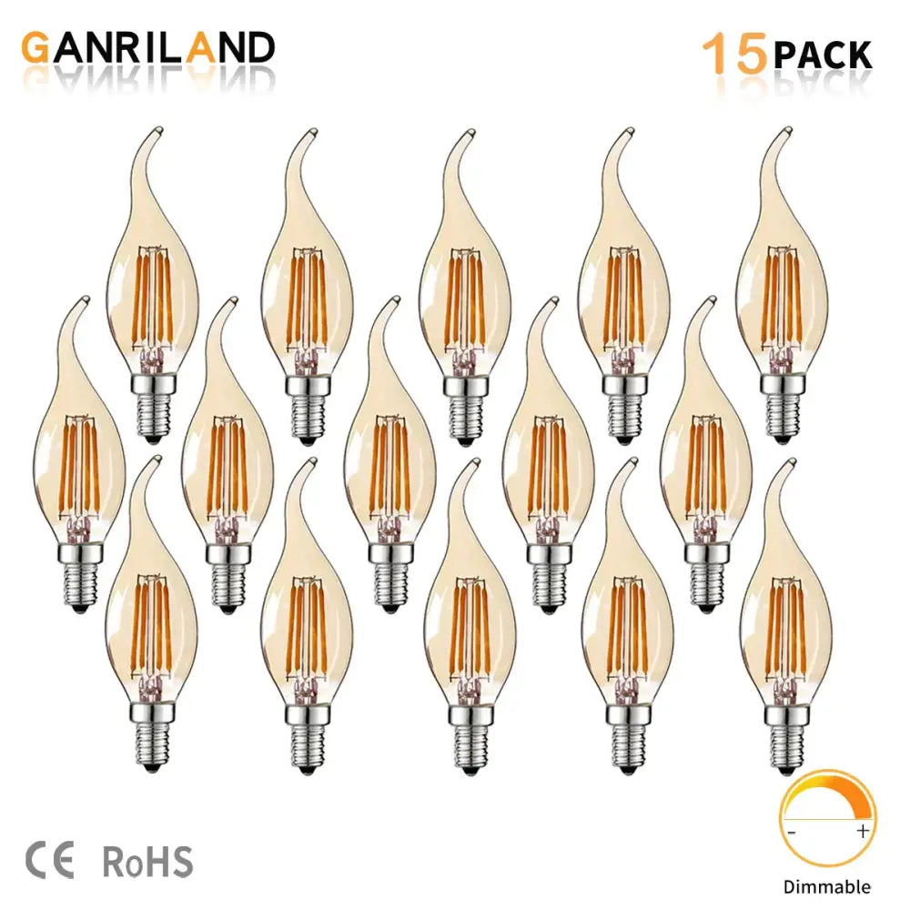 Amber glass dimmable led filament bulb 10 pack – dining room candle light
