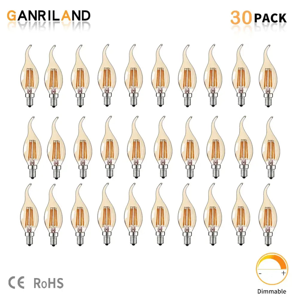 Amber glass dimmable led filament bulb 10 pack – dining room candle light