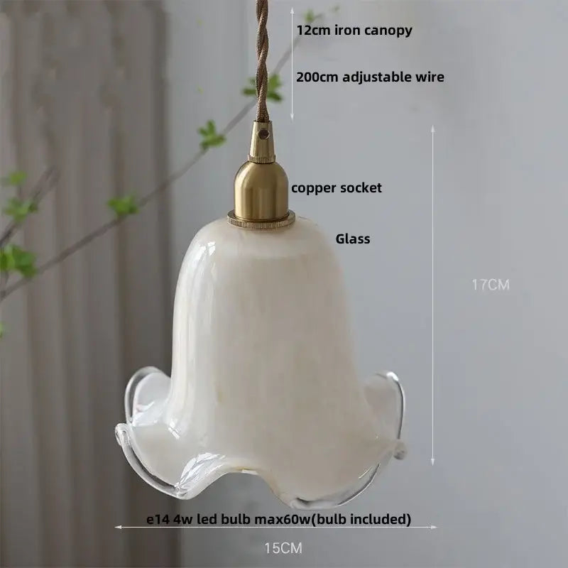 Amber glass led pendant lamp walnut & copper kitchen light