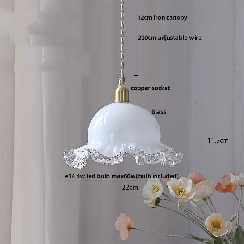 Amber glass led pendant lamp walnut & copper kitchen light
