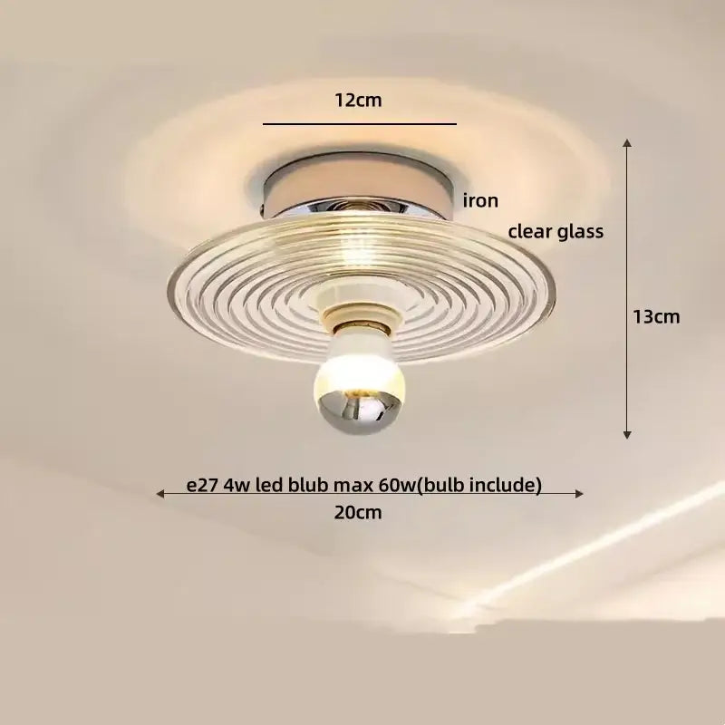 Amber glass wood copper led ceiling light dining room wavy lamp