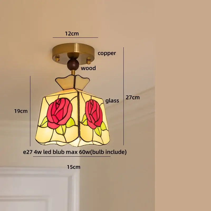 Amber glass wood copper led ceiling light dining room wavy lamp