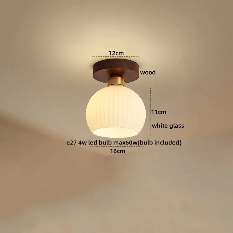 Amber leaf brass glass ceiling lamp bedroom light fixture