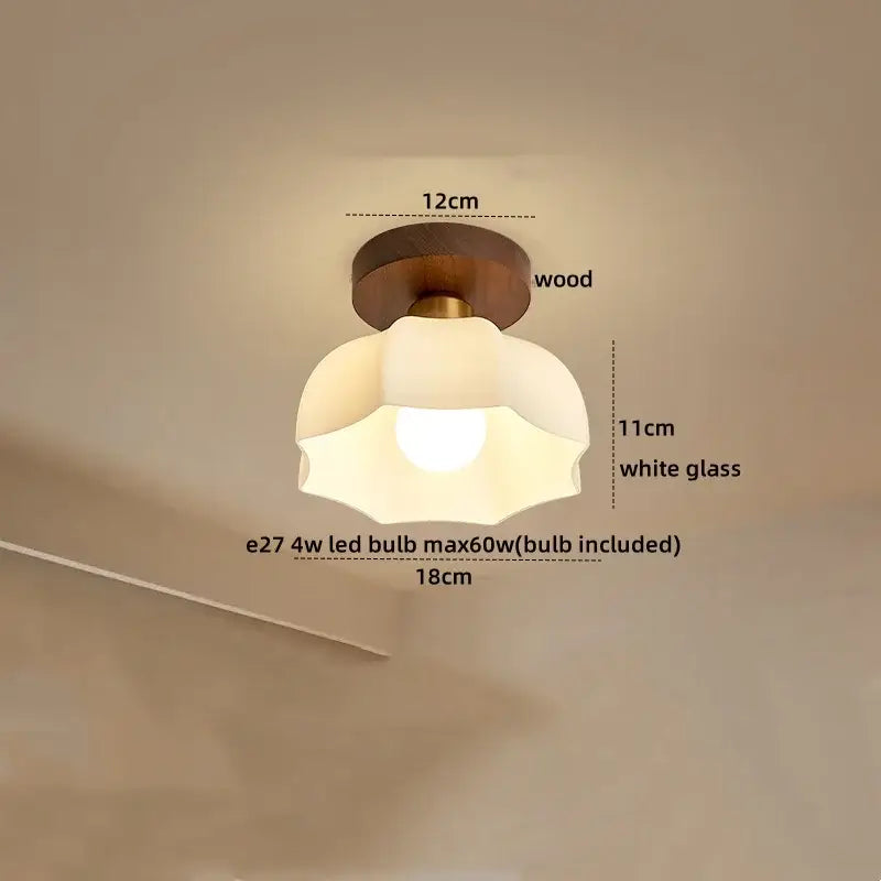 Amber leaf brass glass ceiling lamp bedroom light fixture