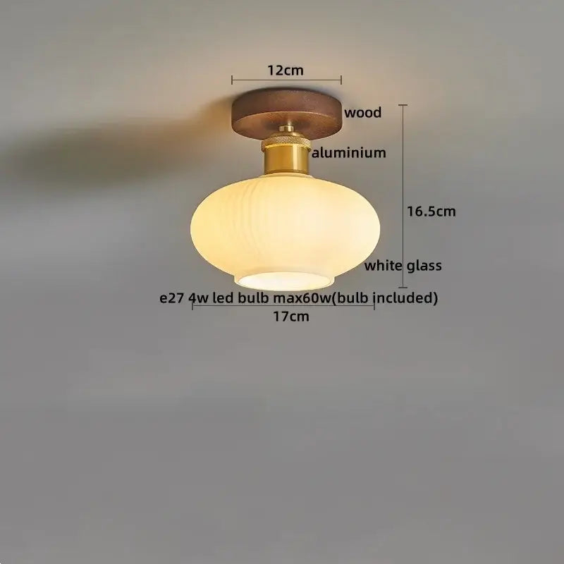 Amber leaf brass glass ceiling lamp bedroom light fixture