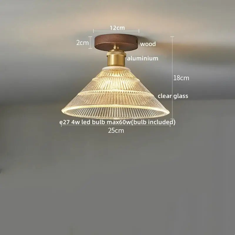 Amber leaf brass glass ceiling lamp bedroom light fixture