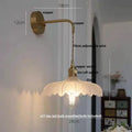 Amber vintage led wall light brass sconce with pull chain bedroom
