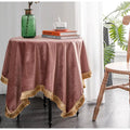 American retro gold velvet table cloth dining room fringed decor