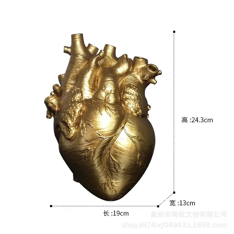 Anatomical white ceramic heart shape vase living room decor