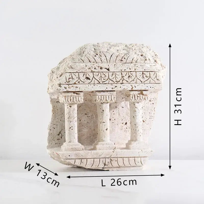 Ancient greek roman temple stone bookends living room decor