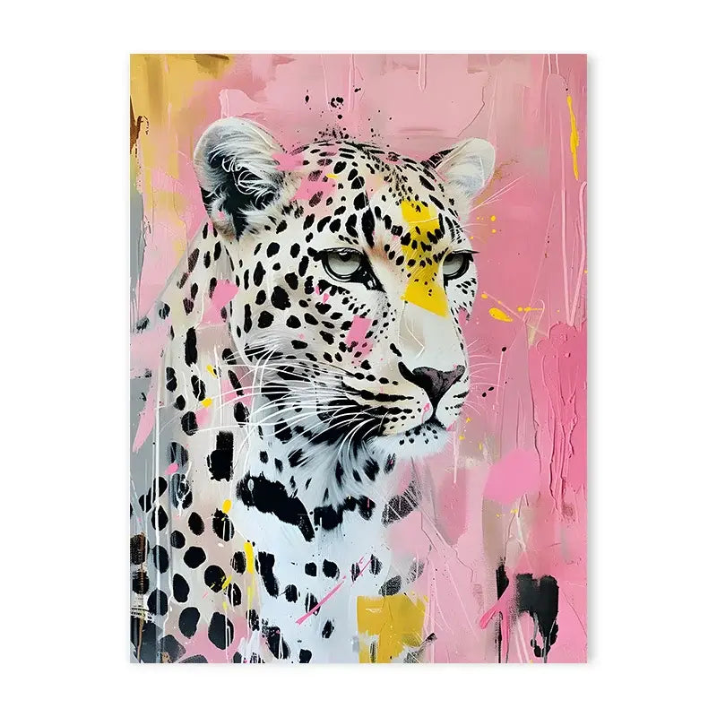 Vibrant pink leopard bathtub animal canvas art bathroom decor