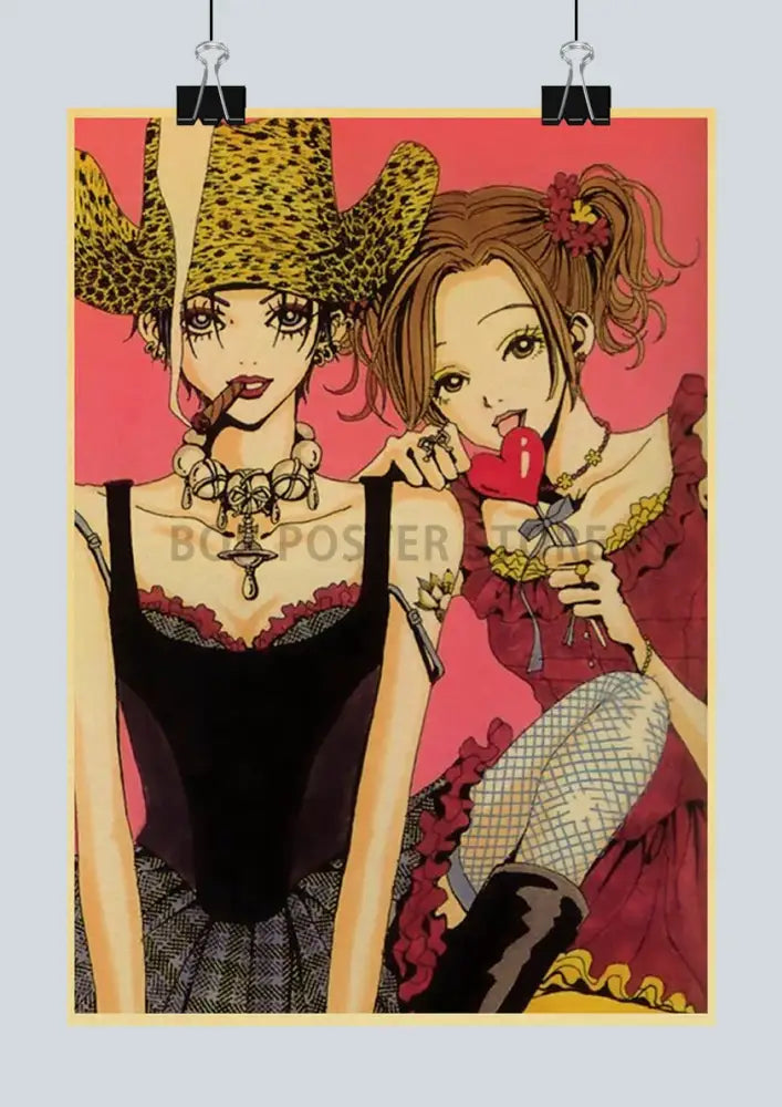 Retro nana kraft paper anime poster set bedroom wall decor