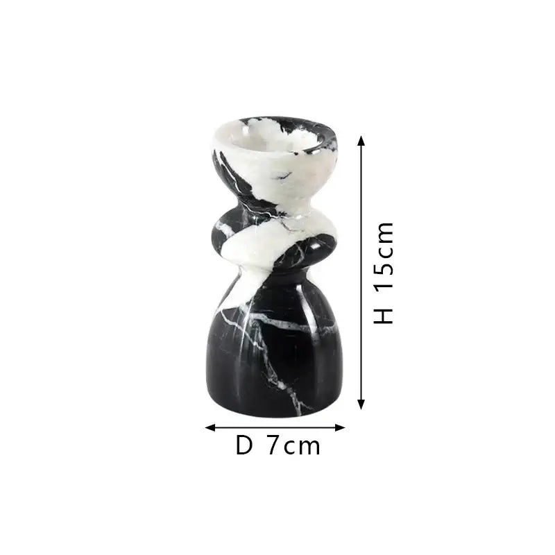 Antique black & white marble candlestick holder dining room decor