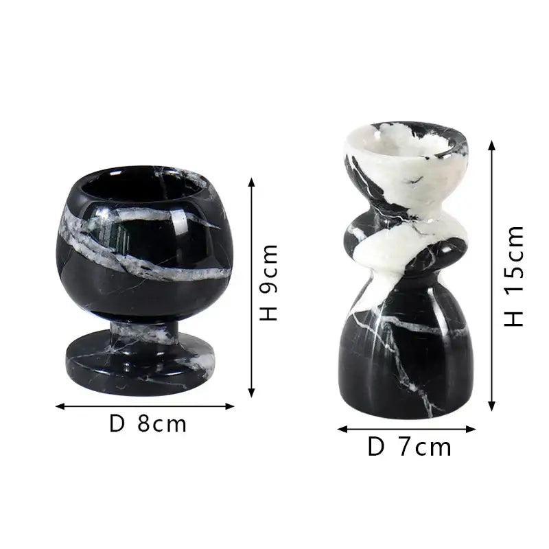 Antique black & white marble candlestick holder dining room decor