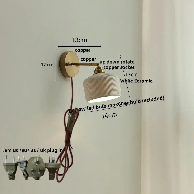 Antique brass and amber glass adjustable wall light bedroom sconce
