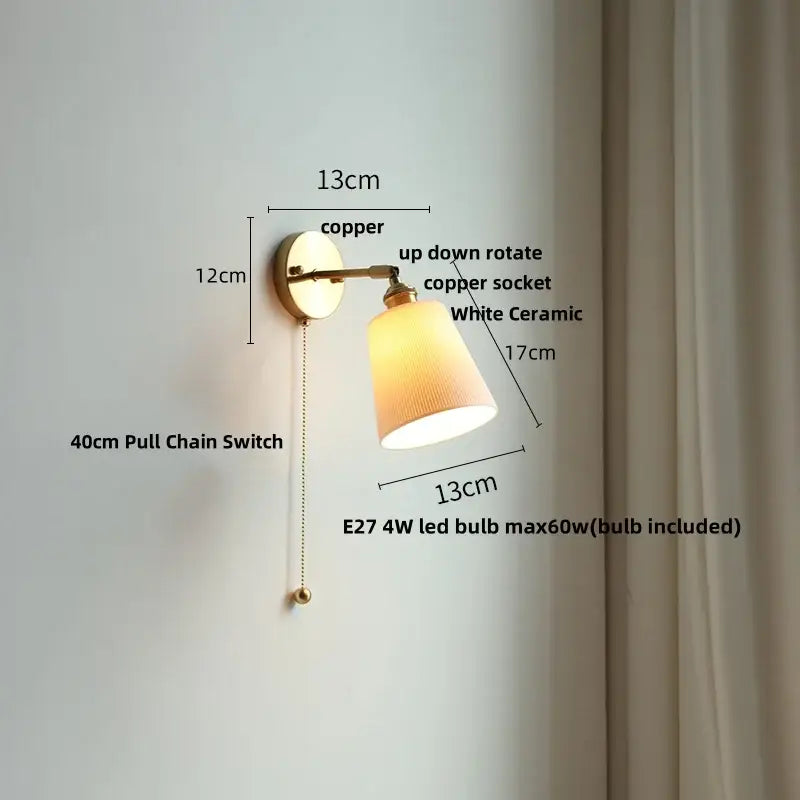 Antique brass and amber glass adjustable wall light bedroom sconce