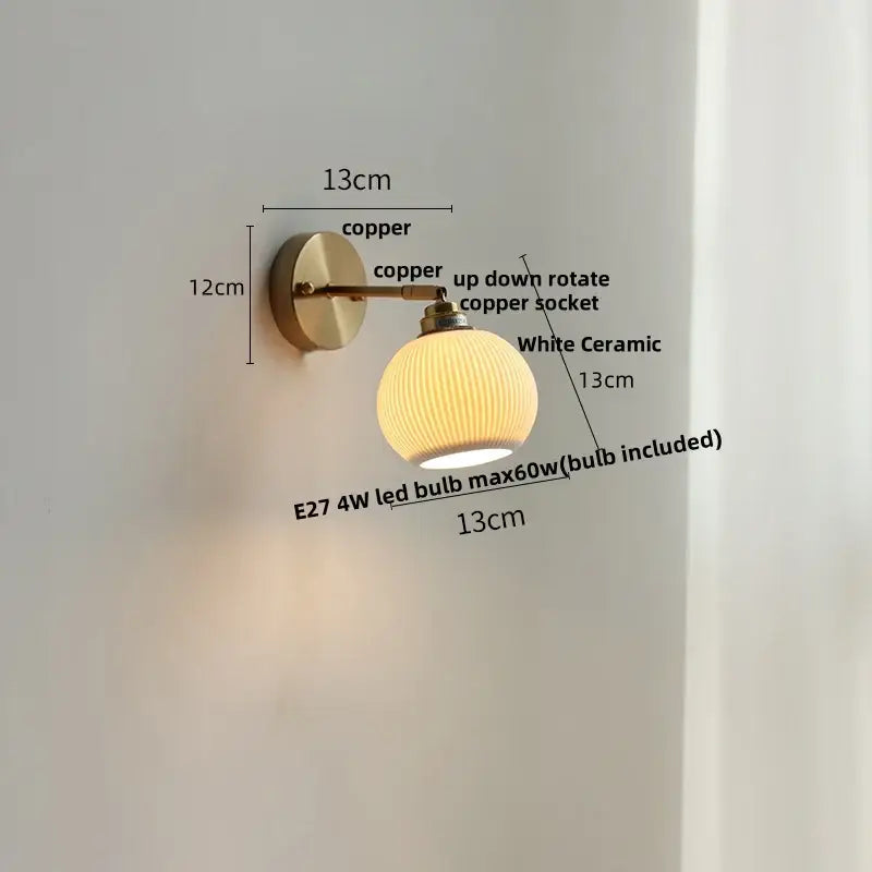 Antique brass and amber glass adjustable wall light bedroom sconce
