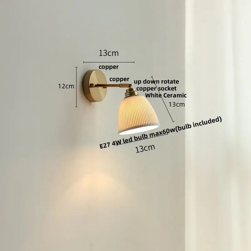 Antique brass and amber glass adjustable wall light bedroom sconce