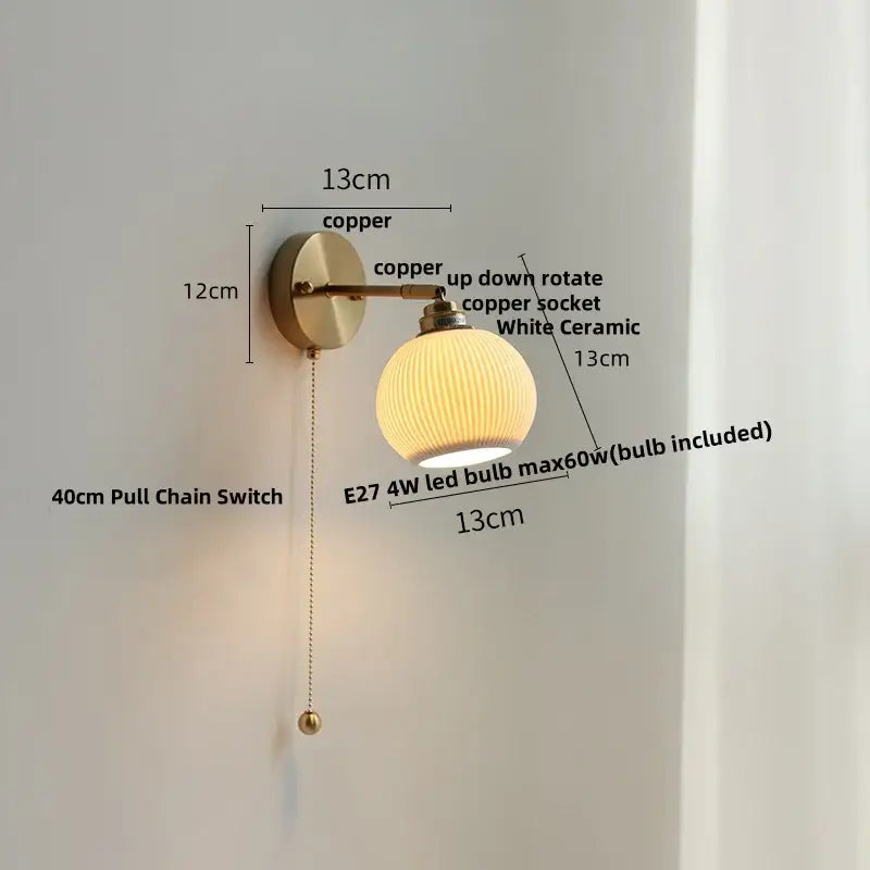 Antique brass and amber glass adjustable wall light bedroom sconce