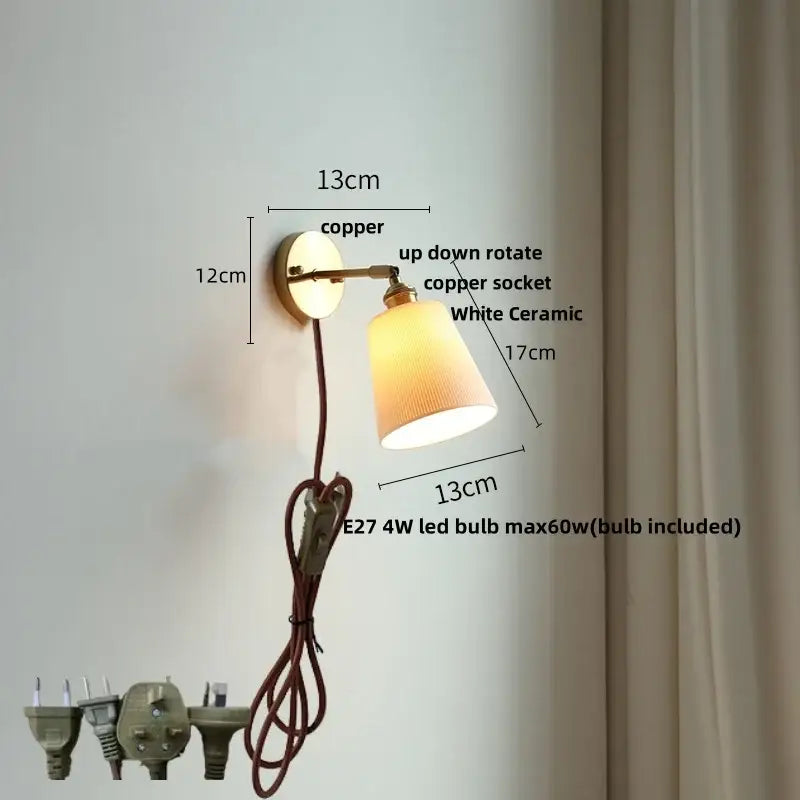 Antique brass and amber glass adjustable wall light bedroom sconce