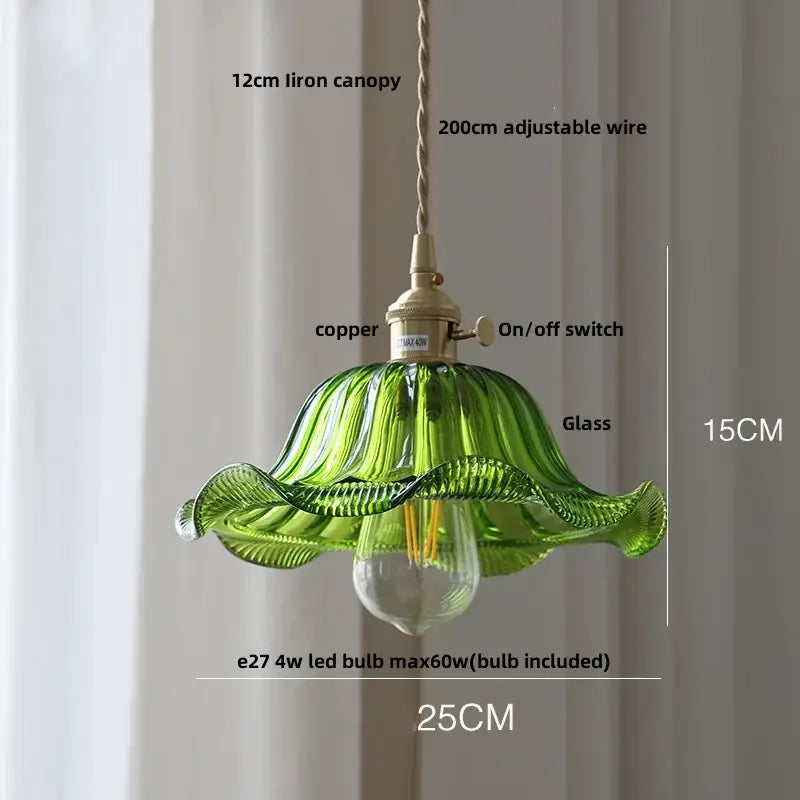 Antique brass and amber glass led hanging lamp stair pendant light