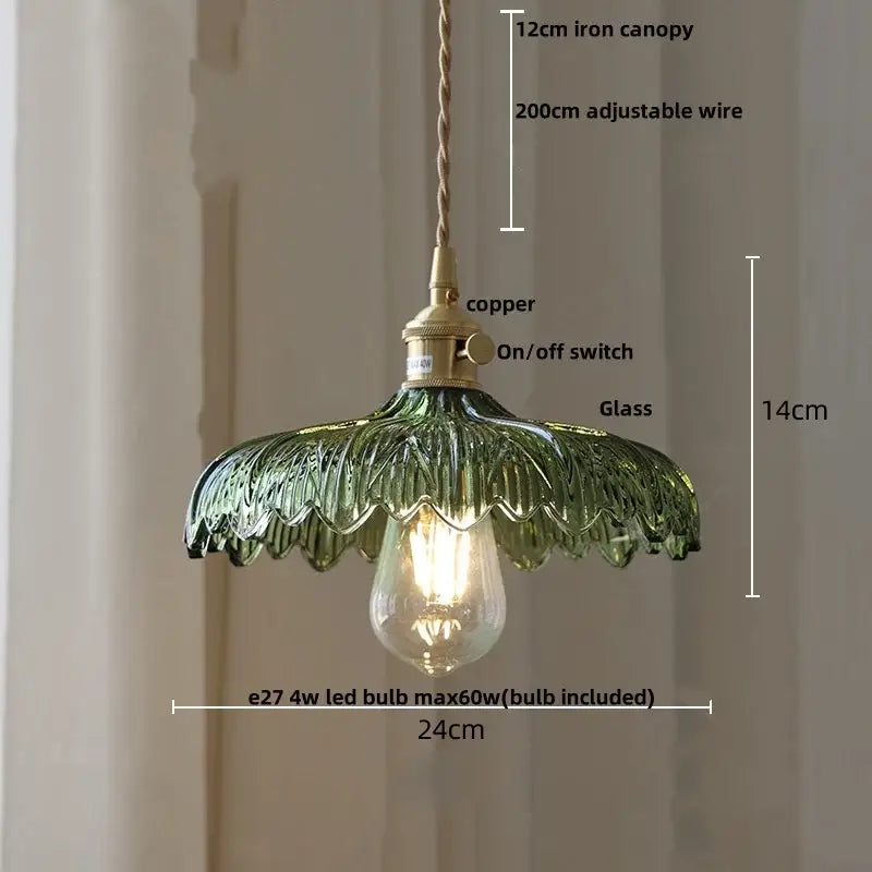 Antique brass and amber glass led hanging lamp stair pendant light