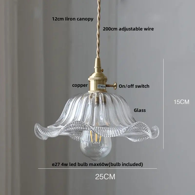 Antique brass and amber glass led hanging lamp stair pendant light