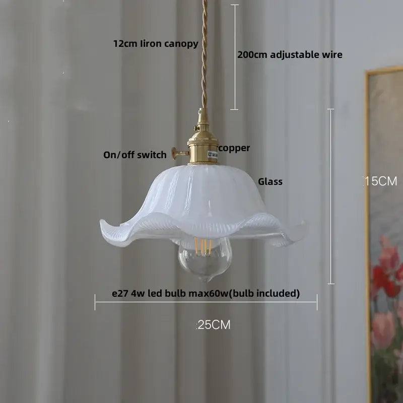 Antique brass and amber glass led hanging lamp stair pendant light