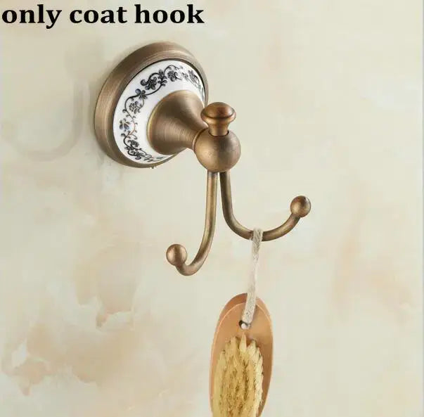 Antique brass and ceramic bathroom accessories set – bathroom
