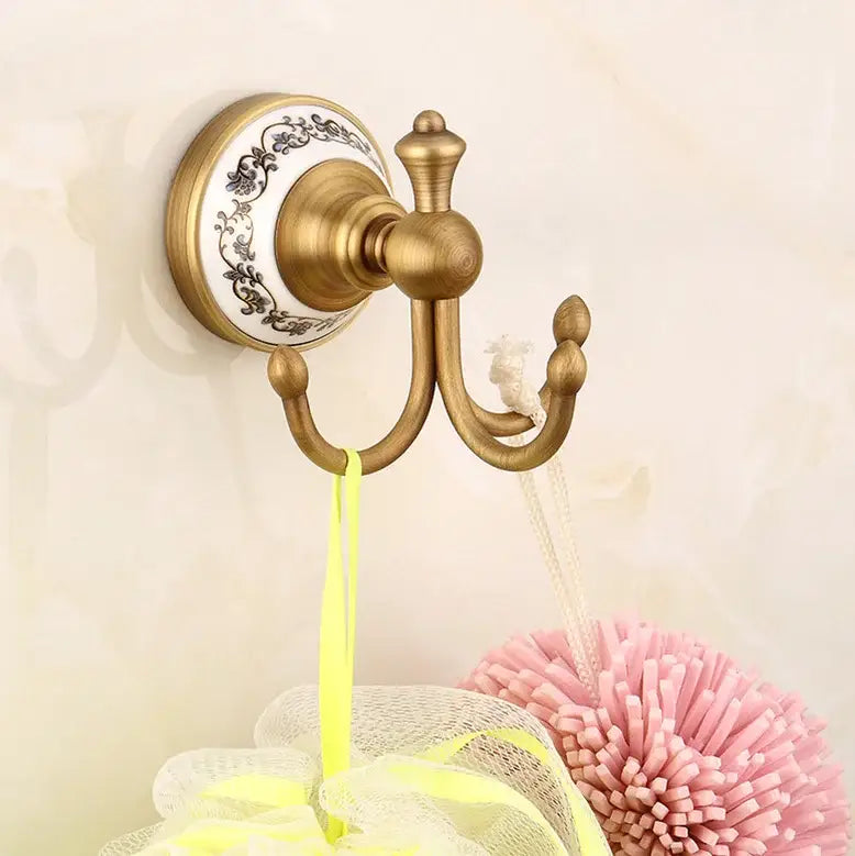 Antique brass and ceramic bathroom accessories set – bathroom