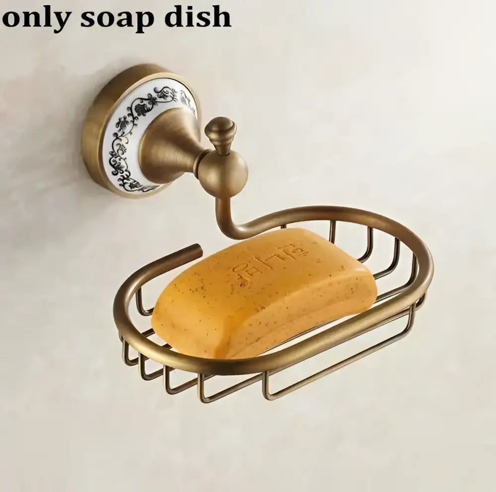 Antique brass and ceramic bathroom accessories set – bathroom