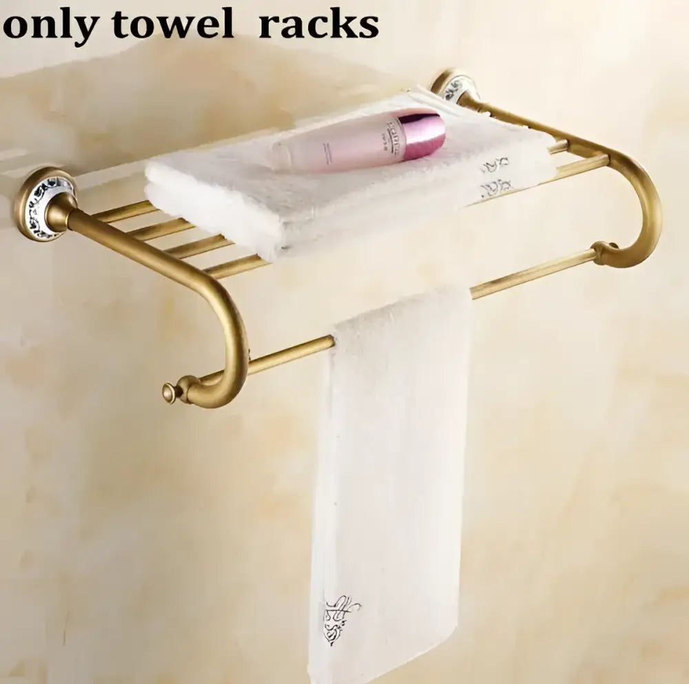 Antique brass and ceramic bathroom accessories set – bathroom
