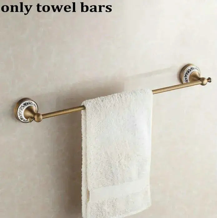 Antique brass and ceramic bathroom accessories set – bathroom