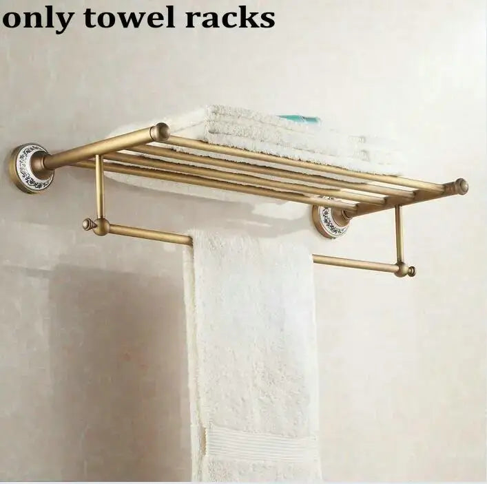 Antique brass and ceramic bathroom accessories set – bathroom
